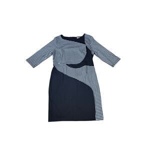 VF Emage Grunge Black White Gingham Plaid Colorblock Midi Dress Plus Size 22